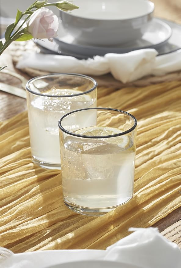 Oneida 24 Seven Pumice Glass Tumblers, 13.5oz, Set of 6 | dishwasher safe | classic versatile glassware, drinking glasses | 4 inch, 13.5oz, gift for women, cups
