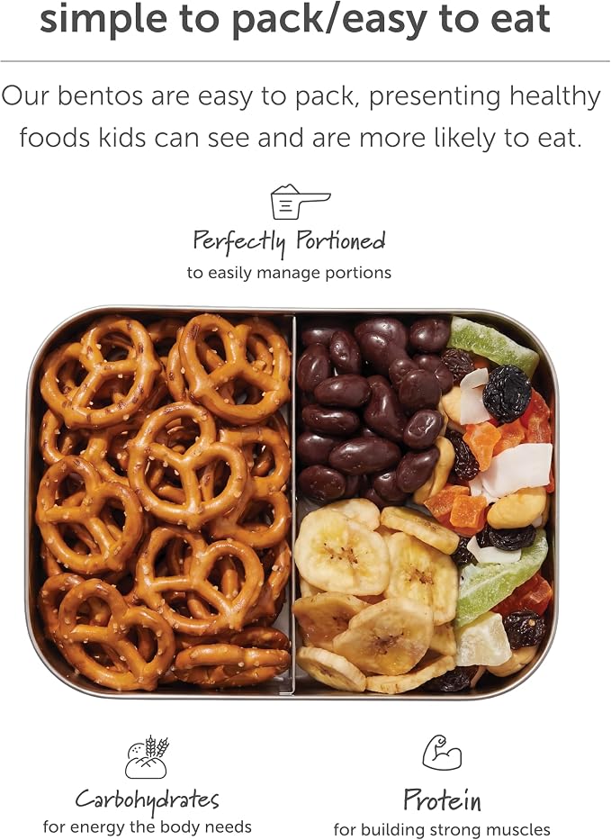 LunchBots Small Stainless Steel Kids Bento Box 2-Section 16oz
