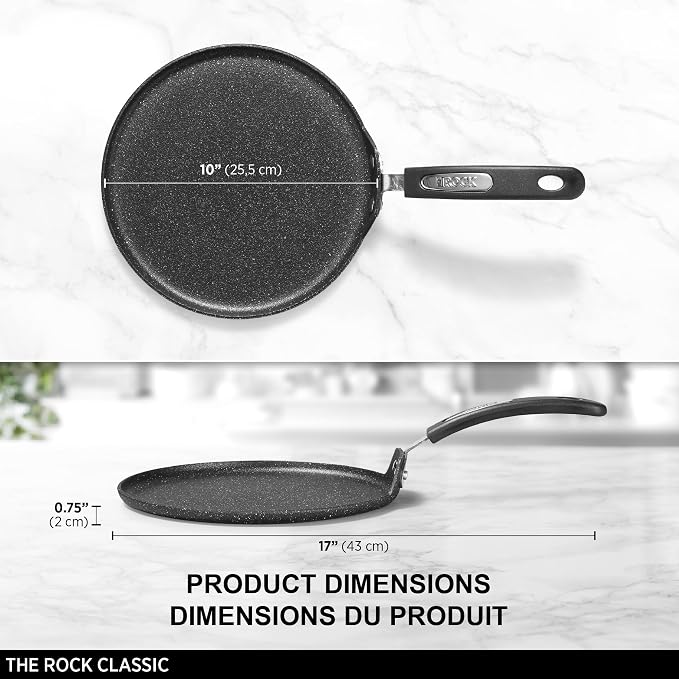 Starfrit The Rock 26cm (10") Non-Stick Multi Pan - Tawa - Durable Forged Aluminum - Oven Safe - PFOA Free - Easy to Clean - Black