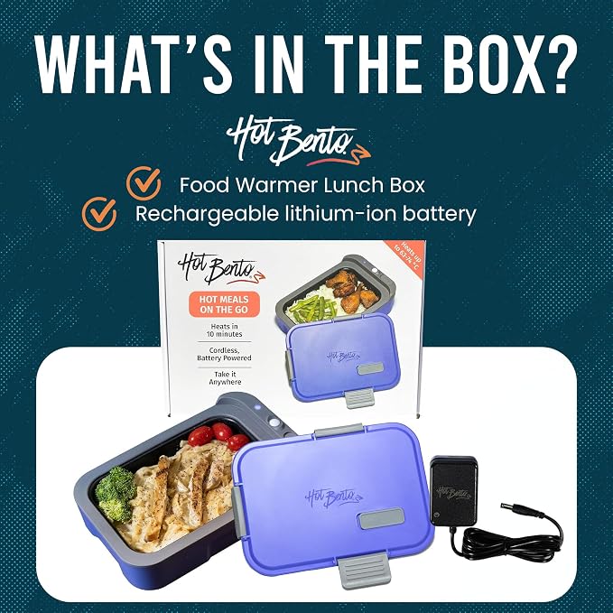 – Self Heated Lunch Box and Food Warmer – Battery Powered, Portable, Cordless, Hot Meals for Office, Travel, Jobsite, Picnics, Outdoor Recreation, Kitchen Meal Prep, Very Perri
