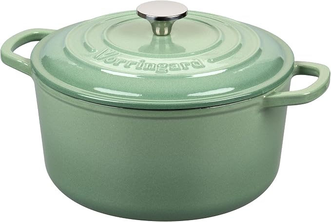 Enameled Cast Iron Dutch Oven Pot with Lid, for Sourdough Bread Baking, Round Dutch Ovens, 6 Quart, Sage green