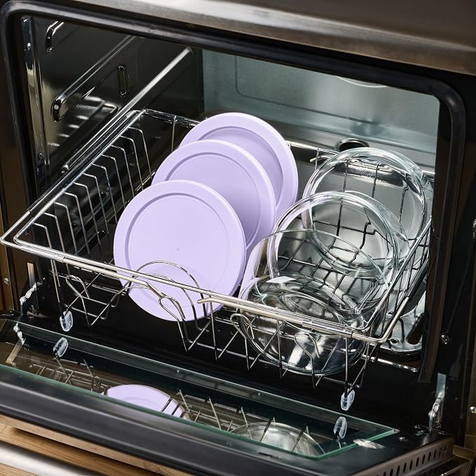 6-Piece Glass Food Storage Containers Set (3 Containers + 3 BPA-Free Lids) | 4-Cup, Leakproof | Microwave, Freezer, Oven & Dishwasher Safe | Ideal for Meal Prep & Pantry Organization, Purple