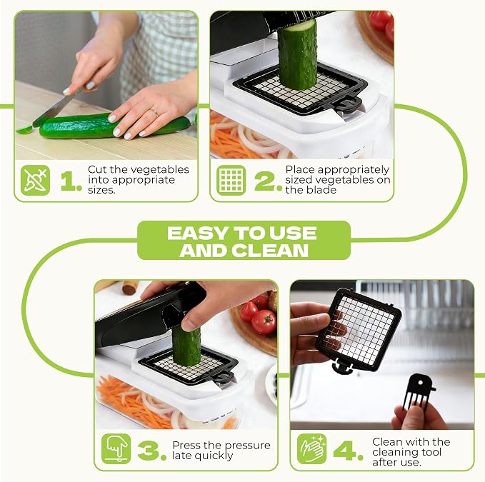 17-in-1 Vegetable Chopper Cutter Mandolin Slicer, Multi-Blade Onion Dicer | Food Chopper with Storage Container, Peeler & Cut-Resistant Glove, for Veggie Salad Meal Prep, Must-Have Kitchen Gadget