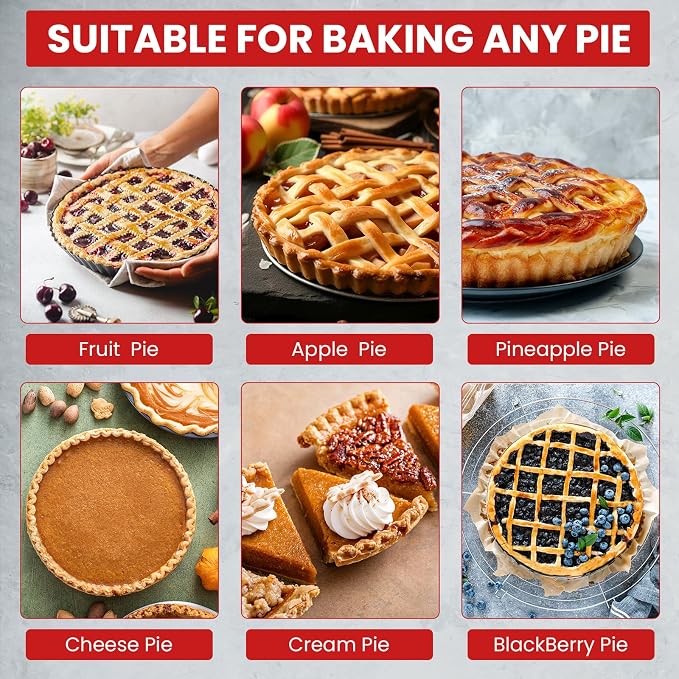 Tart Pan 9 Inch 10 Inch Removable Bottom,with Crust Shaper Ring, Non-stick | 2 Pack | Carbon Steel Round Deep Fluted Pie Pan,Tart Molds,Quiche Pan,Quiche Baking Dish Tart Pans For Baking Party Festival