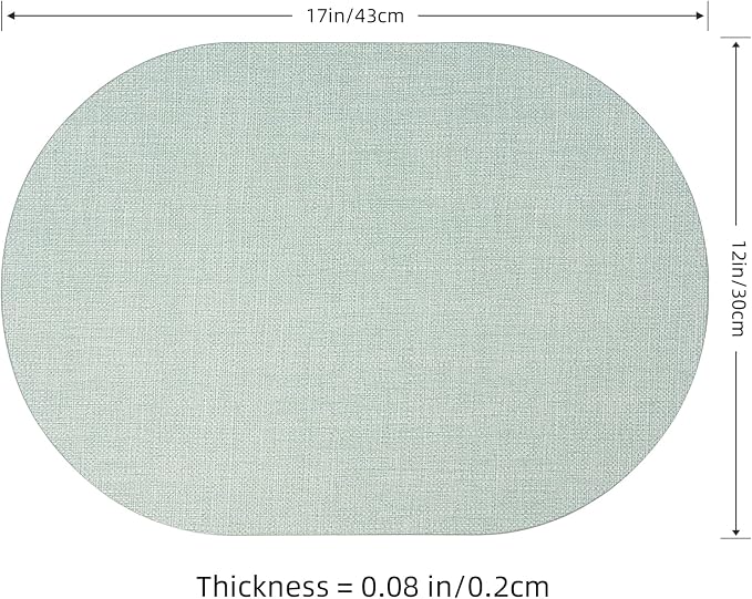 Faux Leather Placemats Set of 4, Wipeable Waterproof Stain Resistant Table Mats, Heat Resistant Thick Placemats with Hand-Painted Edges for Kitchen Dining, Imitative Linen Texture, Various Shapes