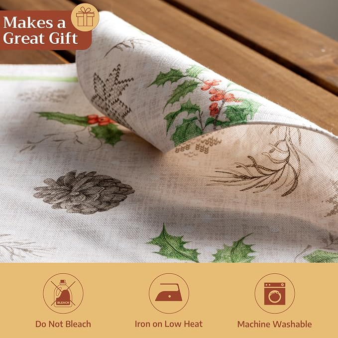 Maison d' Hermine Placemats Set of 4 Reusable 100% Cotton (13"x19") | Cloth Place Mats Washable Table Mats for Kitchen Dining Party Wedding Hotel Home Thanksgiving Christmas - Christmas Dew