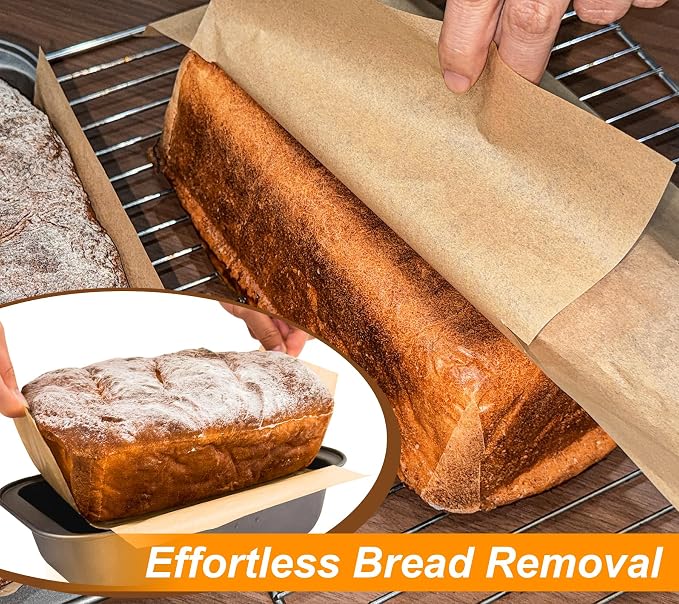 Webake Unbleached Parchment Paper Loaf Pan Liners for Baking Bread 9x5, 1lb 1.5lb 2lb, Original Precut, Non Toxic 100 Pcs Baking Paper