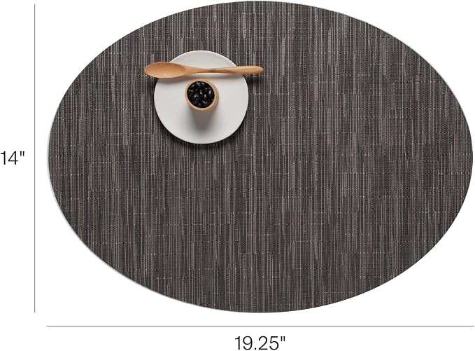 Chilewich Bamboo Placemats Set of 4, Woven Oval Placemats | Reusable, Stain-Resistant, Indoor/Outdoor Tabletop Protection, 19" x 14", Grey Flannel