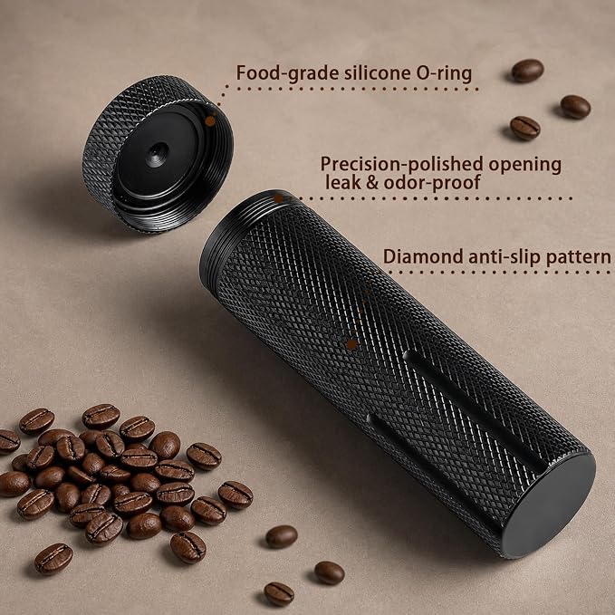 Single Dose Coffee Bean Storage, Portable 3-Pack Airtight Canister (Black) | Airtight Odor-Proof & Moisture-Proof Metal Canisters - Aluminum alloy, portable for outdoor, travel, camping, business trips.