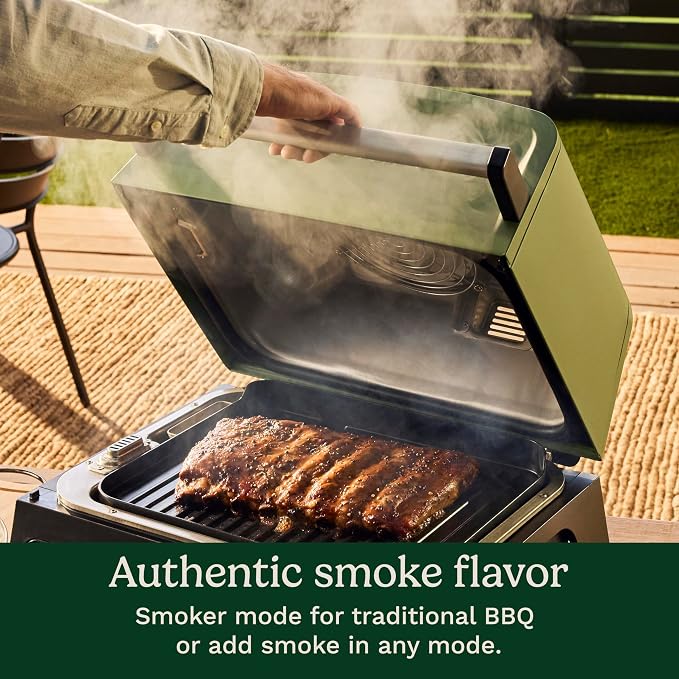 Cuisinart Outdoor Electric Grill, 8-in-1 Air Fryer/Grill/Smoker, 154 sq in | Cuisinart FlavorBoost 8-in-1 outdoor electric grill, 1800W small electric grill with air fryer & wood-pellet drawer, CEG-1302