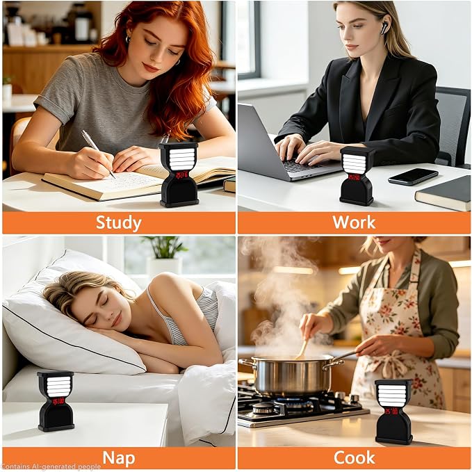 Pomodoro Timer for Productivity, Visual Digital Hourglass Timer | 5/25Min Preset, Custom Countdown Count-up, On/Off, Loud Alarm Mute, Rechargeable Flip Timer for ADHD Tool Study Work Kitchen
