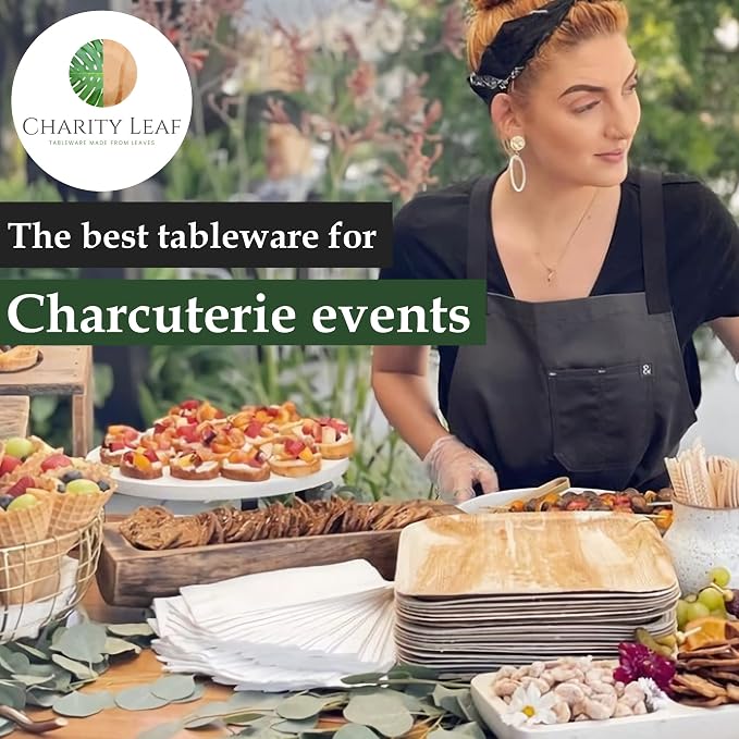 Disposable 17" x 12" Bamboo Trays (25 pieces) Bamboo Serving Platters, Disposable Boards, Eco-Friendly Dinnerware For Weddings, Catering, Events