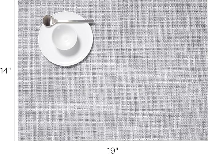Chilewich Mini Basketweave Placemats, Woven Rectangle Placemats Set of 4 | Easy Care Woven Tabletop Textiles, Indoor/Outdoor, Mist, 19" x 14"