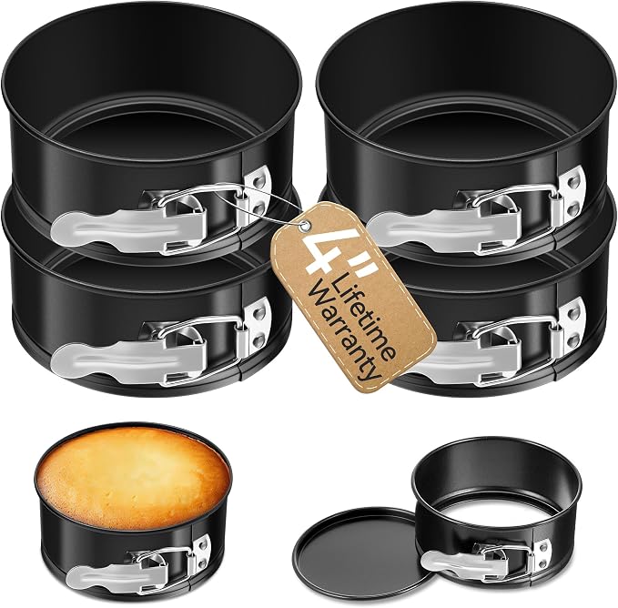 USLAl 4 Inch Springform Pan, Nonstick | Removable Bottom for Easy Release & Cleanup, Round Cheesecake Pan for Baking Cakes, Pies and Quiches