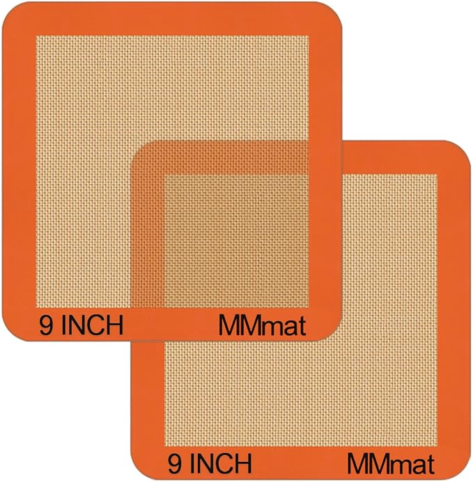 Best German Silicone Baking Mats - 9 inch | Set of 2 Square Non-Stick Reusable Air Fryer Linner, Non Slip, BPA Free, PFOA Free, Non-toxic, Dishwasher Safe