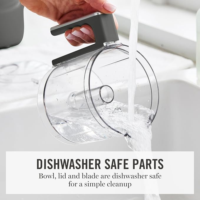 Martha Stewart 3 Cup Electric Vegetable Chopper & Mini Food Processor, Gray | 24oz BPA-Free Bowl, Stainless Steel Blades, Pour Spout, Dice, Puree, Mince, Chop Vegetables & Herbs, Dishwasher-Safe Parts