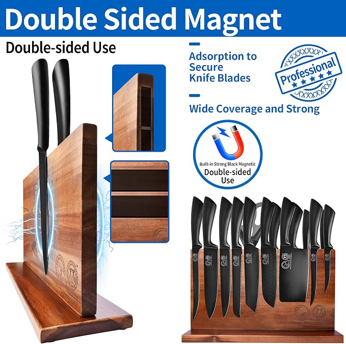 XYJ Professional Knife Sets for Master Chefs, Knife Block Set | Meat Cleaver Butcher for Camping,Chef Knife Set with Magnetic Knife Block,Stainless Steel Kitchen Knives Tools Kit