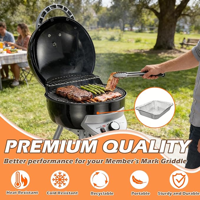 25302145 Foil Grease Tray Replacement Parts for Charbroil Bistro Pro 25302146 25302161 Electric Grill Parts, Aluminum Disposable Drip Pan Liners for Charbroil Bistro Pro Gas Grills, 20 Packs