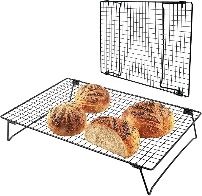 Sourdough Cooling Rack, Heavy Duty Cooling Rack for Sourdough, 17×11×3 Inch Elevated Design, Black，Gifts for Baking Must Haves,1 PCS