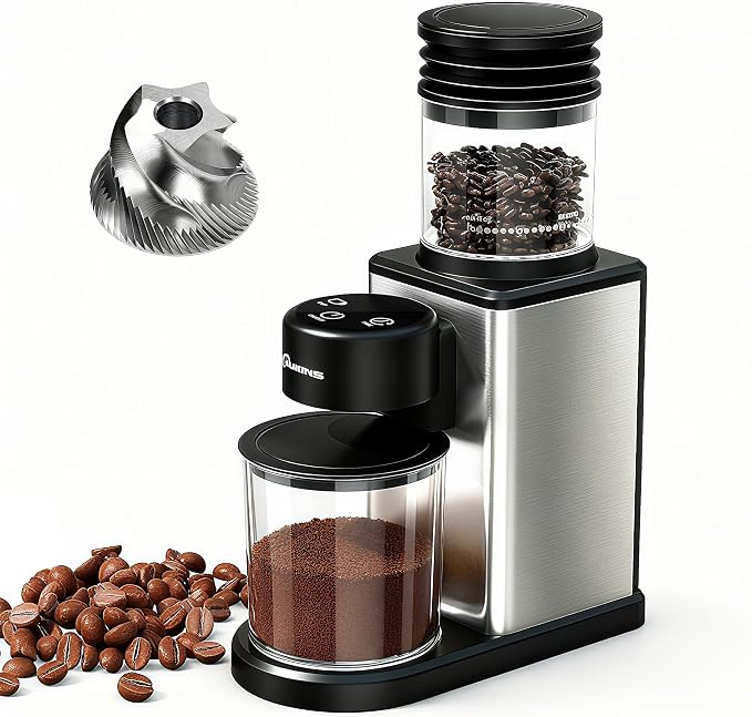 Electric Coffee Grinder for Home & Office: Smart Conical Burr coffee grinder with 25 Precision Grind Settings & 120g Expandable Bean Hopper - Anti-Static Design & Quiet & Durable for Multi-Cup Brewing