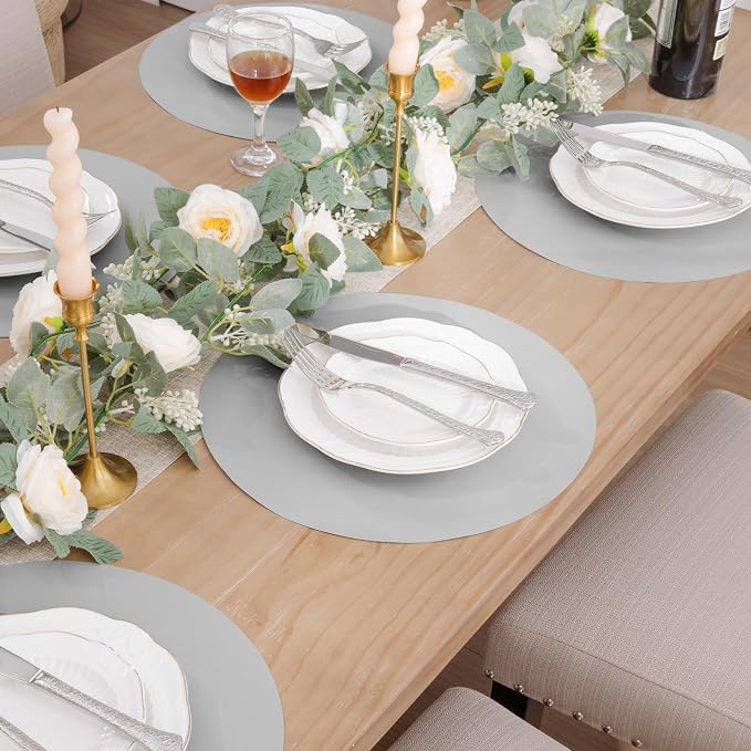 SHACOS 100 pcs Round Paper Placemats Disposable 13 inch Colored Paper Place Mats Charger for Wedding Birthday Party Bridal Baby Shower Events Table Decoration, Light Gray