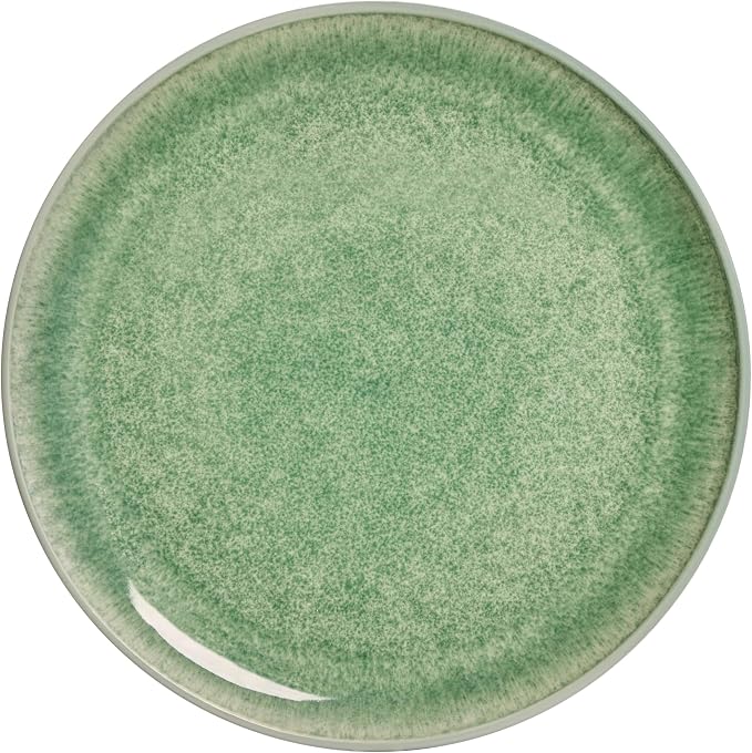 Sango Asher 12-Piece Stoneware Dinnerware Set for 4, Green Ceramic Plates and Bowls Sets, Modern Dish Set with Reactive Glaze, Durable Kitchen Dishes for Casual Dining, Microwave & Dishwasher Safe