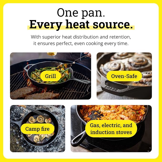 Lodge Seasoned Cast Iron Skillet 6.5 Inches - PFAS-Free, Non-Toxic Cookware - Use with an Oven, Stove, Grill, or Campfire - Naturally Non-Stick & Oven Safe