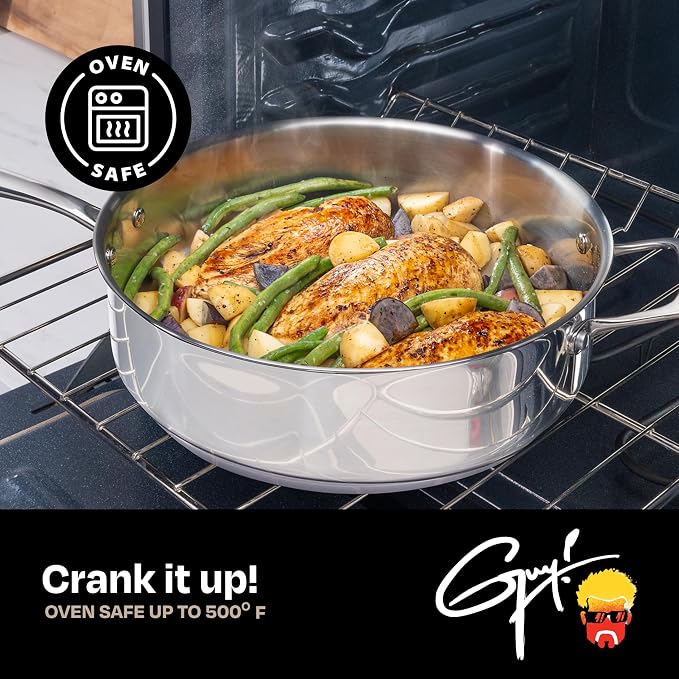 Guy Fieri's Flavortown 10-Piece Stainless Steel Cookware Set | Frying Pans, Saucepans, Saute Pan & Stock Pot, Oven-Safe up to 500F