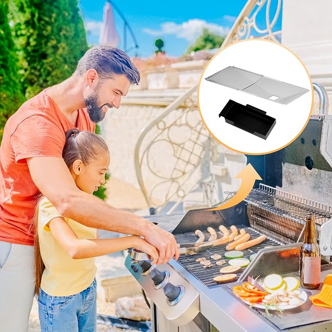 Adjustable Grease Tray with Catch Pan for Nexgrill 720-0888s 720-0888 720-0896, 3/4/5 Burner Gas Grill, Universal Drip Pan for Expert, Charbroil, Dynaglo, Kenmore, BHG, Grill Master Backyard Uniflame