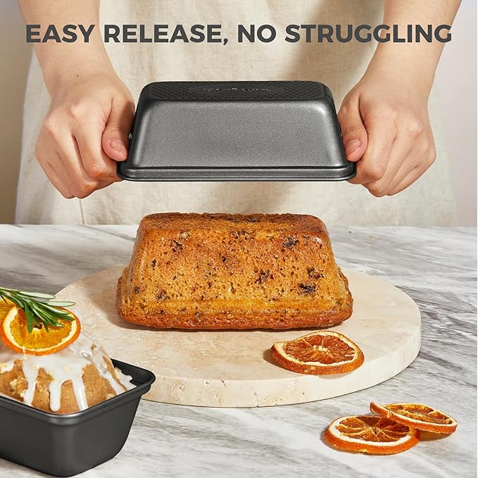 3 Pack Nonstick Mini Loaf Pans, 6 x 3.3 x 2 Inch Small Bread Pans for Homemade Bread, Tiny Banana Baking Tins with Diamond Texture, Non-toxic Mini Meatloaf Pans Set, Dark Gray