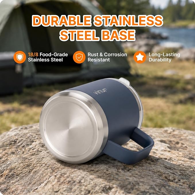 Pour Over Coffee Maker-12 oz Insulated Mug With Stainless Steel Filter | Stainless Steel Double Wall Vacuum Insulated Coffee Maker With Stainless Steel Filter for Home, Camping, Office (Slate Blue)