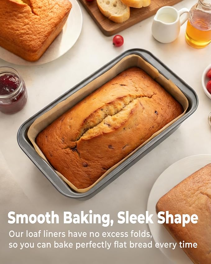 Bake Choice 100 Pcs Loaf Pan Liners for Baking Bread 9x5 Inch, Bread Pan Liners with Cardboard Formers, Non-Stick Pre Cut Unbleached Parchment Paper for Loaf Pan | Pre-cut unbleached parchment paper comes with cardboard formers, ideal for daily loaf br...