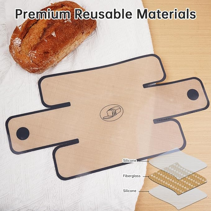 NiHome Silicone Bread Sling, Nonstick Reusable Loaf Pan Liner, Brown | Eco-Friendly Fits 9x5, 9.5x5, 10x5 Inch Bakeware, Dishwasher Safe, Clever Folded Corners Prevent Batter Leakage