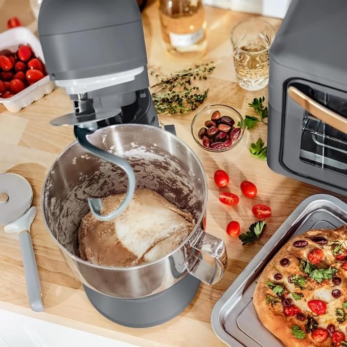 5.3 Qt Stand Mixer, 300W Electric Kitchen Mixer with 12 Speeds, Tilt Head Design, Stainless Steel Bowl, Dough Hook Whisk Beater Splash Guard (Oyster Gray)