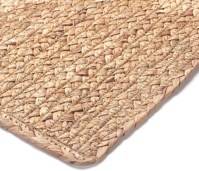 Woven Placemats Set of 6, 17" x 12" Rattan Table Mats, Natural Water Hyacinth Chargers for Dinner Plates, Wicker Placemats for Dining Table, Home, Wedding
