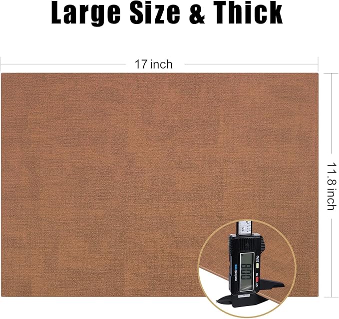 Homaxy PU Faux Leather Placemats for Dining Table, Set of 4, Brown | Waterproof Wipeable Washable Table Mats, Easy to Clean Anti-Slip Place Mats, 11.8" x 17"
