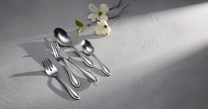 Oneida American Harmony 45-Piece 18/0 Silverware Set for 8, Flatware | mirror finish, dishwasher safe | includes serving spoons and utensil set | cutlery set, wedding silverware