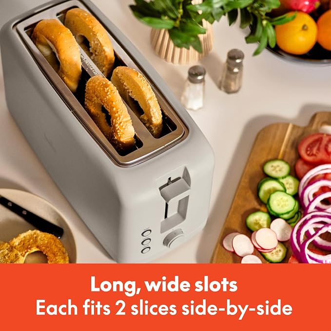 bella Fits-Anywhere™ Slim Toaster, 4 Slice Extra Long & Wide Slot, Oatmilk