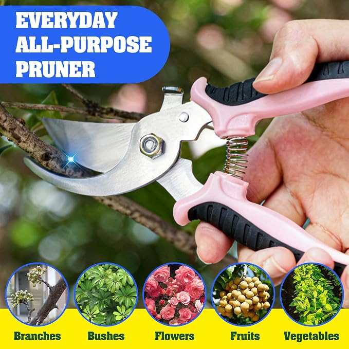 EWPJDK 4 Pack Garden Pruning Shears Scissors Clippers Stainless Steel | Gardening Shears, Gardening Shears, Pruning Snips for Gardening Tools, Securely Lock, Non-Slip, Ergonomically Designed