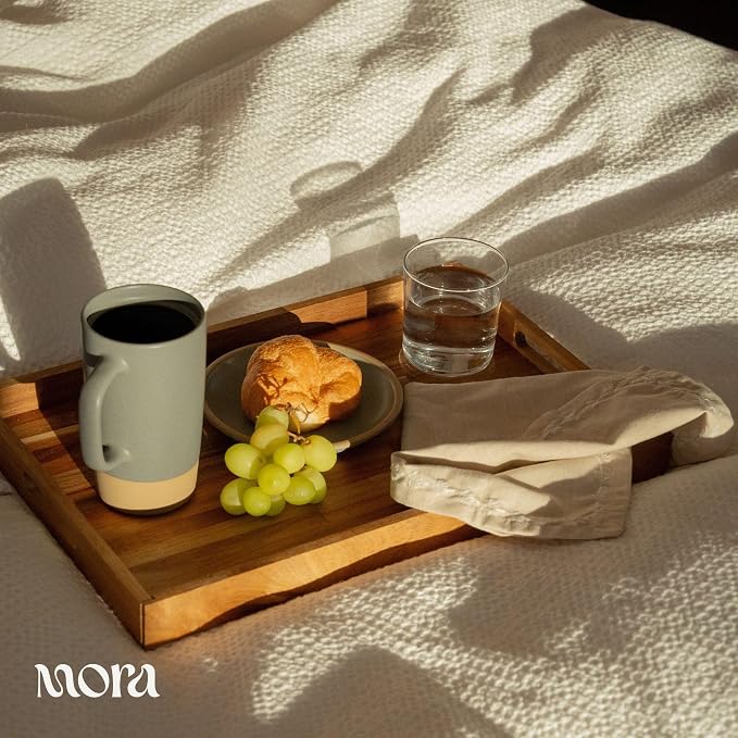Mora Ceramics Large Tea Mug with Loose Leaf Infuser and Ceramic Lid, 18 oz, Portable, Microwave, Dishwasher Safe, Tall Coffee Cup - Rustic Matte Ceramic Glaze, Modern Herbal Tea Strainer, Peppercorn