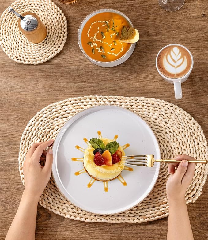 AmorArc Stoneware Dinnerware Sets for 4,12Pcs Plates and Bowls Set | Handmade Ceramic Dish Set,Dishwasher & Microwave Safe,Scratch Resistant