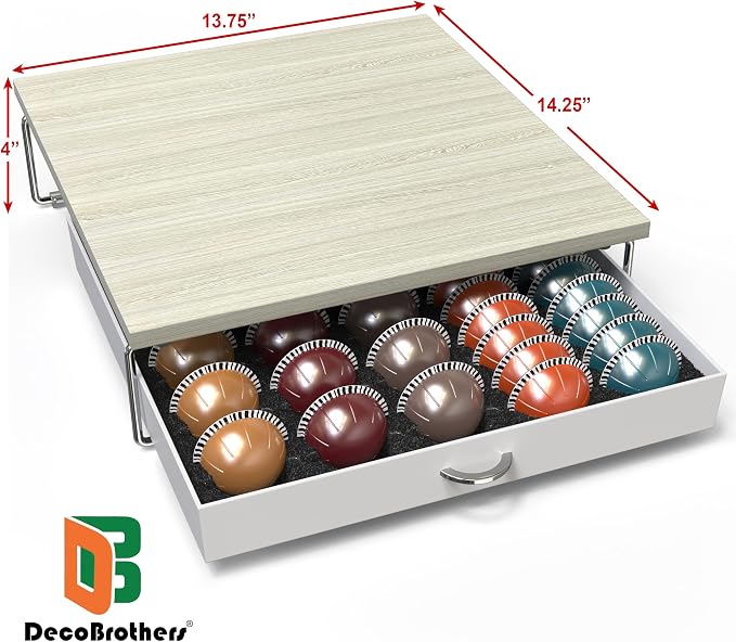 Deco Brothers Vertuo Pod Holder Drawer, Fits 30 Large or 60 Small Capsules | Compatible with Nespresso Pods, Maple
