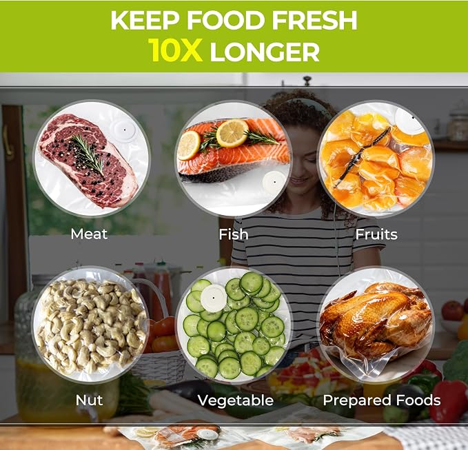 Reusable Vacuum Sealer Bags for Food, 50 BPA-Free Food Storage Bags | 2 Sizes, Double-Zip Valve Design, Leak-Resistant, Odor-Resistant, Freezer Storage For Meal Prep, Leftovers And Sous Vide