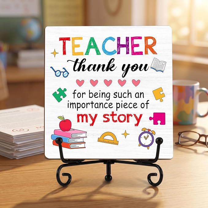 Teacher Appreciation Gifts for Women Men | 5" Wooden Plaque Sign for Mentor Teacher Gifts | Best Teachers Gift from Student Desk for Home Office Decor - A10