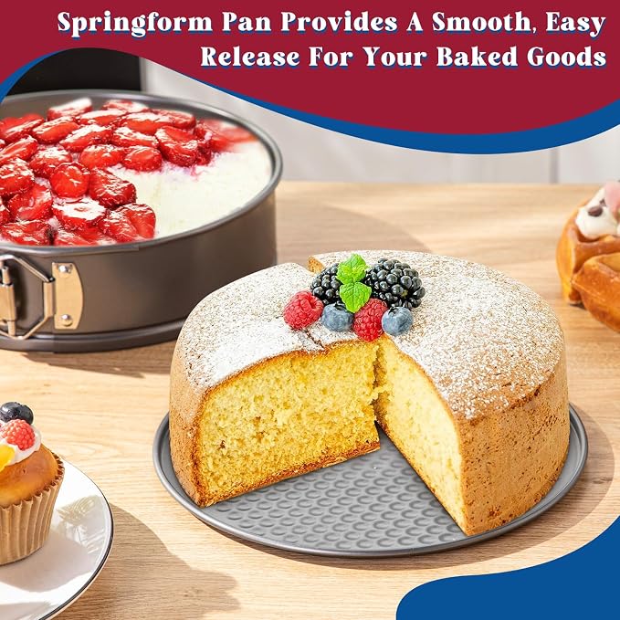 Pickmesh 3 Pcs 9inch Springform Pan with 150 Pcs Parchment Paper Nonstick Cheesecake Pan Mold with Removable Bottom for Cheesecake Cake, Black