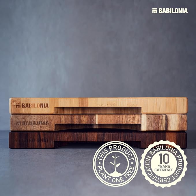 Bamboo Cutting Board, End Grain Butcher Block for Kitchen, Extra Thick 1.7" | 16 x 10 Inch (Extra Thick 1.7") Professional, Heavy Duty Hardwood Non Toxic Wooden Chopping Board (Oil & Plate Included)