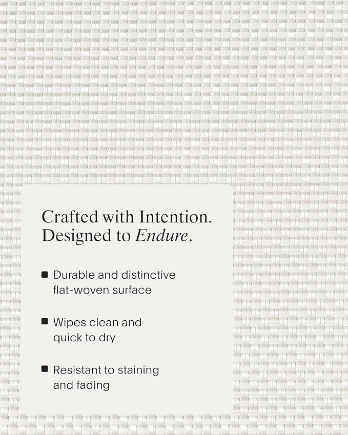 Chilewich Basketweave Placemats, Woven Round Placemats Set of 4 | Reusable, Stain-Resistant, Indoor/Outdoor Tabletop Protection, White, 15"