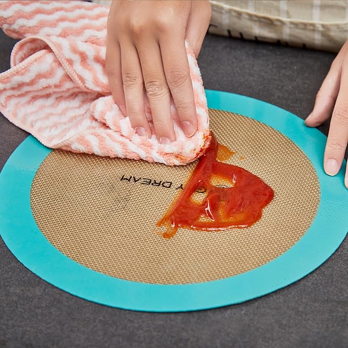 GUYDREMAT 10-Inch Silicone Baking Mats Set of 2 - Non-Stick, Heat-Safe Up to 480°F, Perfect for Pizza, Cakes, Pastries, Bread, Foldable for Storage, Works in Standard Ovens, Food Grade & Reusable