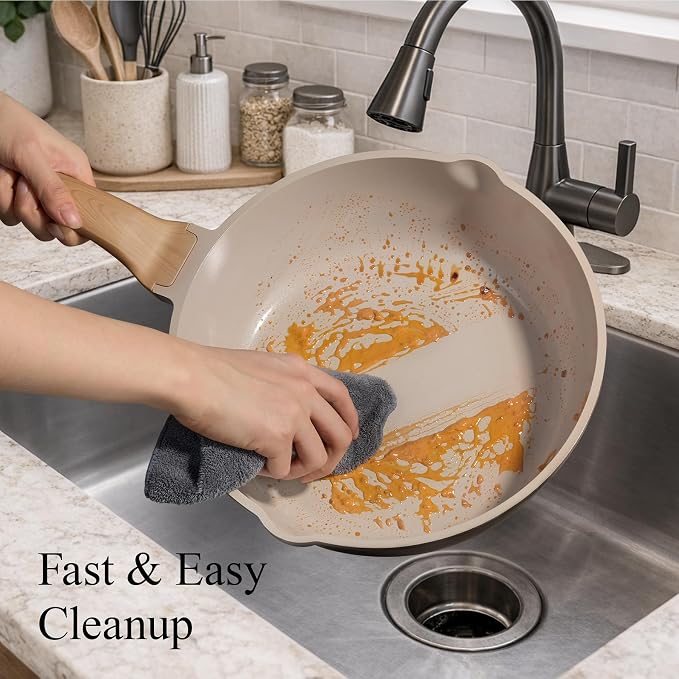 CAROTE 21pcs Ceramic Cookware Sets, Pots and Pans Set | Healthy Cooking Set, Non-Toxic Induction, Ultra Durable, Easy Clean, Induction Compatible, PFAS FREE