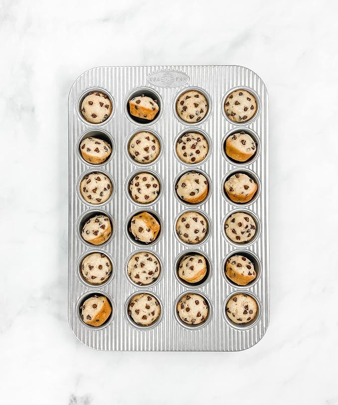 USA Pan Bakeware Mini Cupcake and Muffin Pan, Nonstick Quick Release Coating, 24-Well, Aluminized Steel | Mini Muffin Pan